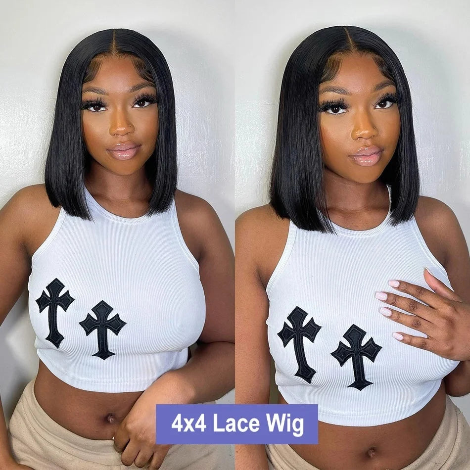 Human Hair Lace Front Wigs 13x4 Bob Brazilian Remy Hair Pre-plucked Lace Front Wigs 16 inch