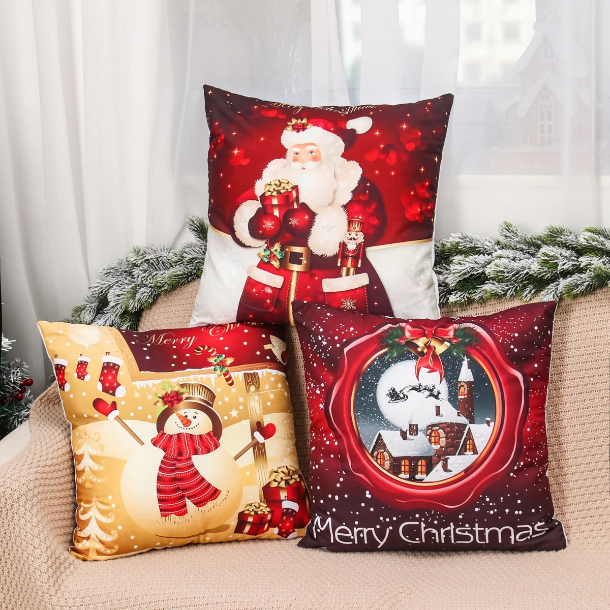 Christmas Cushion Cover Merry Christmas Decorations for Home