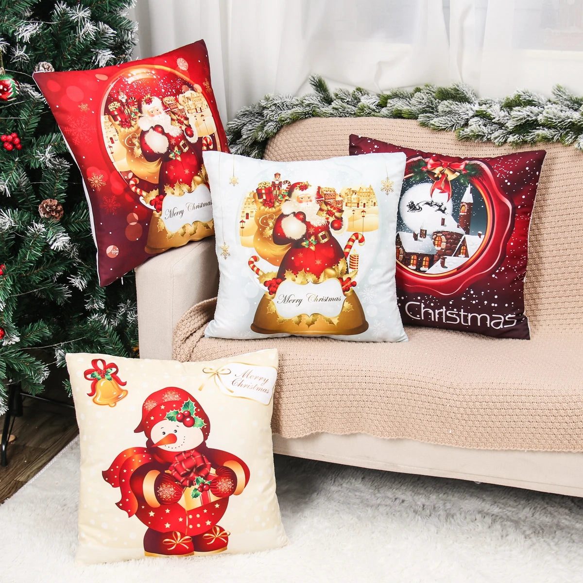 Christmas Cushion Cover Merry Christmas Decorations for Home