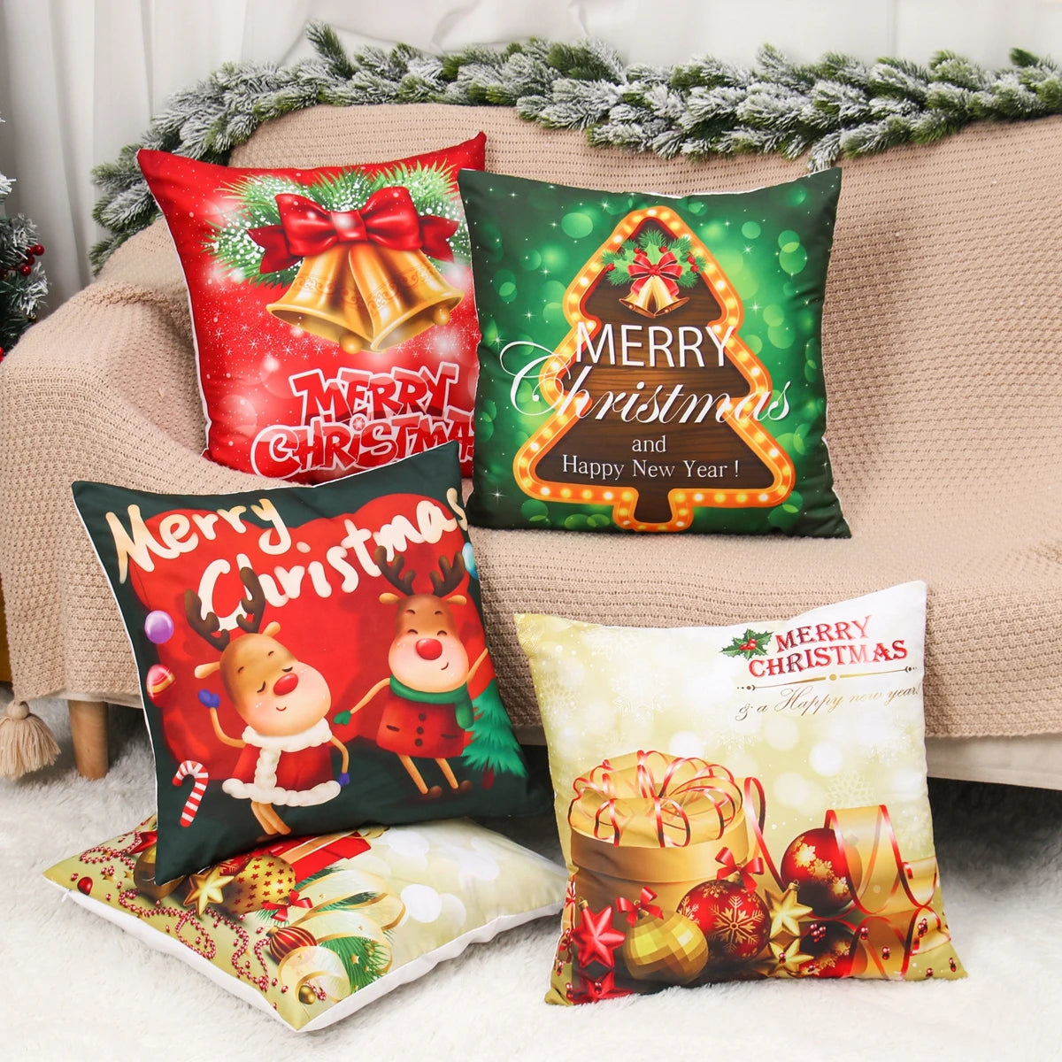 Christmas Cushion Cover Merry Christmas Decorations for Home