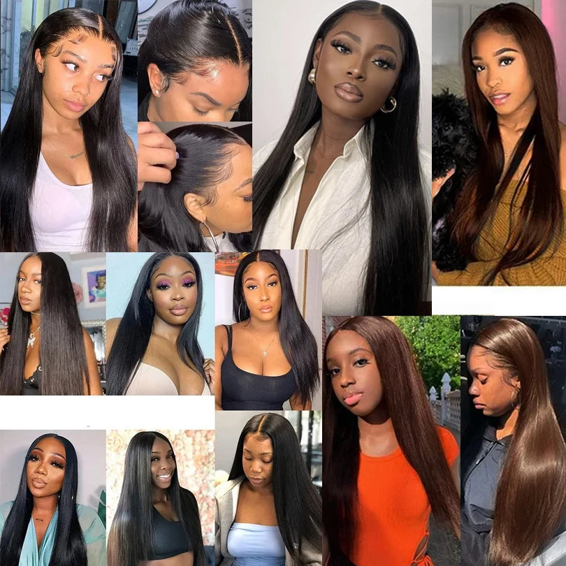 Straight Transparent Lace Human Hair Wigs