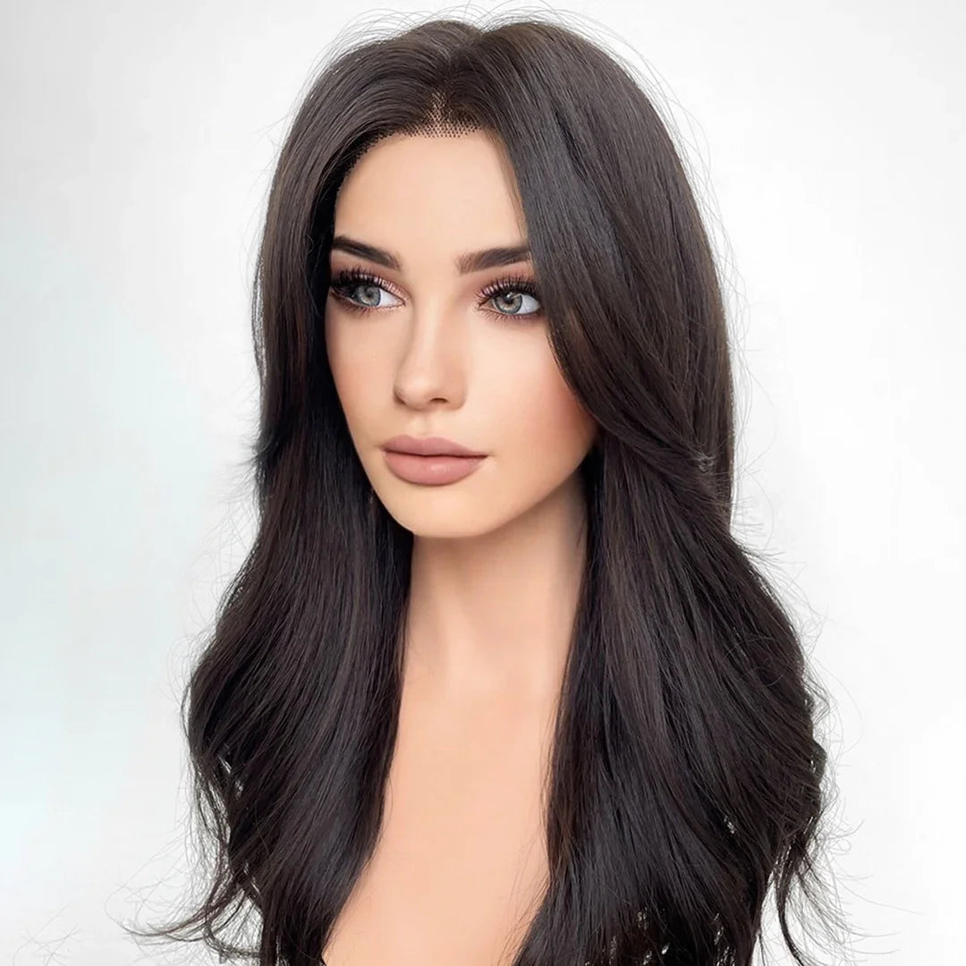 Black  Jewish Silk Base Straight Hair Wigs