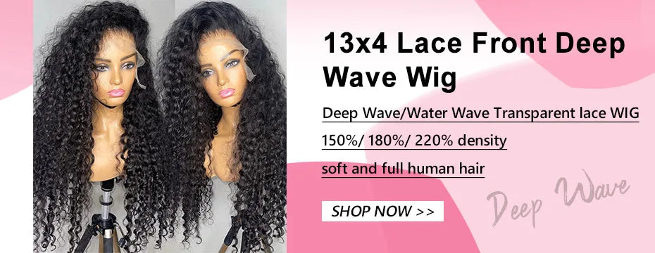 Transparent Deep Water Wave Curly Human Hair Lace Frontal Wig