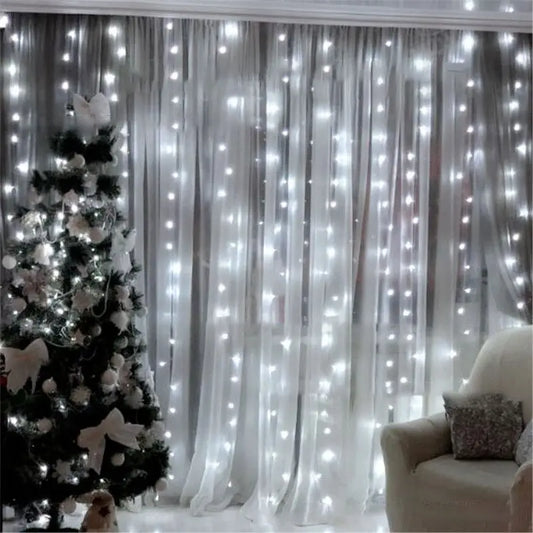 USB Curtain LED String Lights Remote Control Xmas Party Decor Noel Navidad