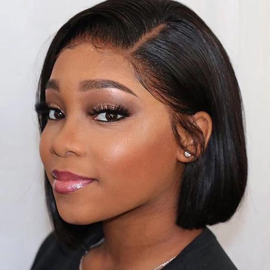 Bone Straight Short Bob Wigs Glueless Lace Front Human Hair Wigs