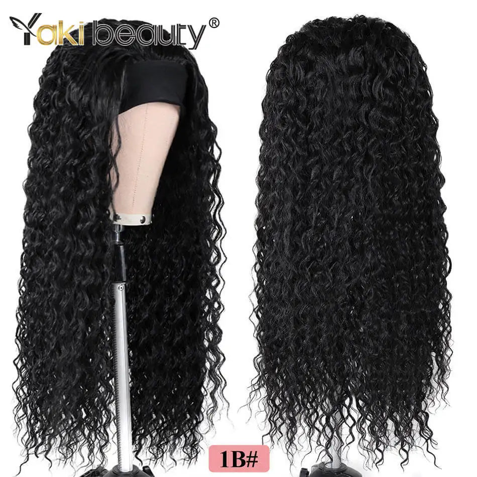 Long Kinky Curly Headband Wigs 28Inch Synthetic Ice Headband Wig