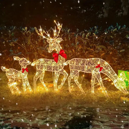 Glowing Glitter Reindeer Xmas Home Outdoor Yard Ornament Decoration