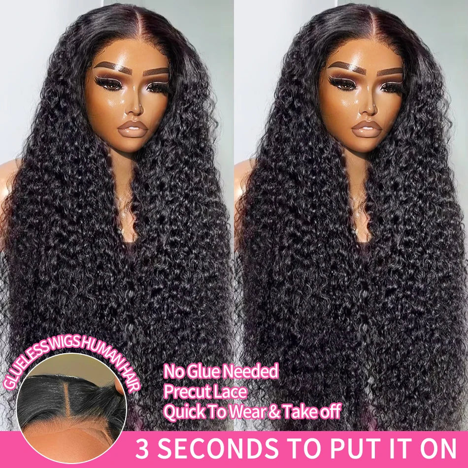 Lace Front Human Hair Wig 5x5 Glueless Closure Preplucked Curly Wigs