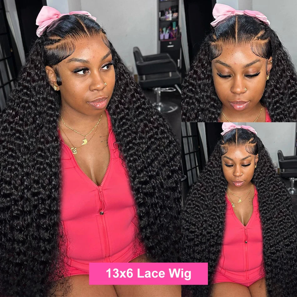 Loose Deep Wave Human Hair Wigs 30 inch Water Curly 360 Lace Front Human Hair Wigs For Women