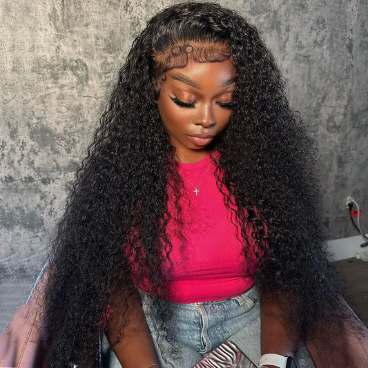 Curly Lace Front Human Hair Wigs Pre Plucked Brazilian Hair 13x4 Deep Wave Frontal Wig