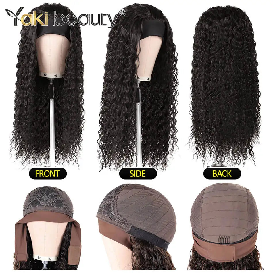 Long Kinky Curly Headband Wigs 28Inch Synthetic Ice Headband Wig