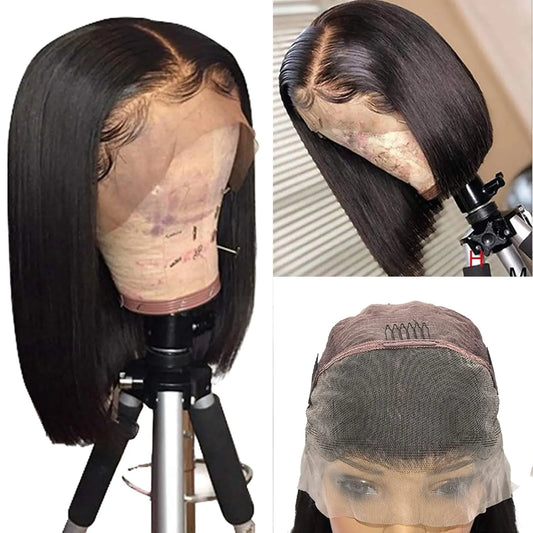 Straight Lace Front Wigs Human Hair 180% Density 15A Straight Bob Wigs