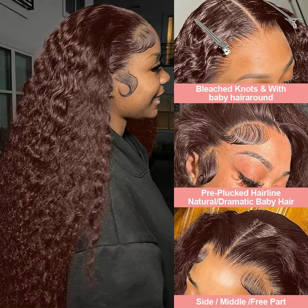 Chocolate Brown Kinky Curly Lace Front Wig Human Hair