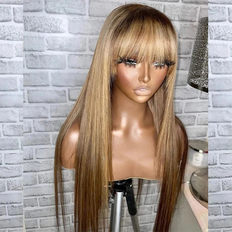 Highlight Ombre Colored Human Hair Wig