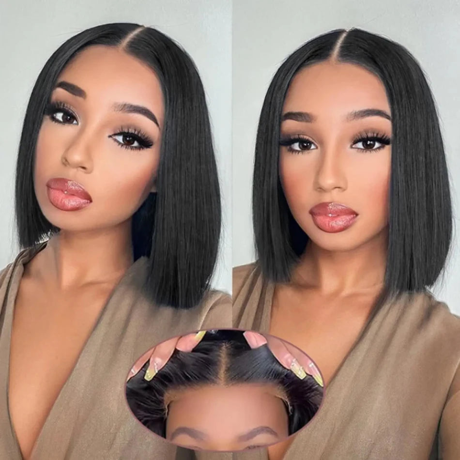 Pre Cut Lace Front Wigs Human Hair Upgraded No Glue Lace Front Wigs For Women