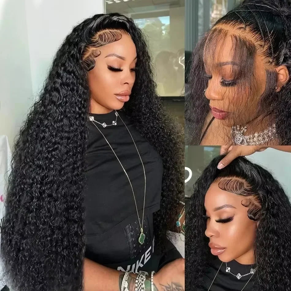 Loose Deep Wave 13X4 Lace Frontal Wig Brazilian Human Hair Transparent Water Curly Wigs