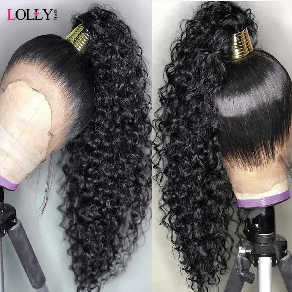 Deep  Culry Wave Human Hair Wigs 100% Human Hair Wig For Women Natural Color