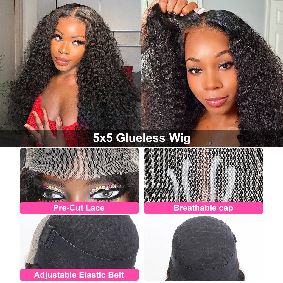 Loose Deep Wave Human Hair Wigs 30 inch Water Curly 360 Lace Front Human Hair Wigs For Women