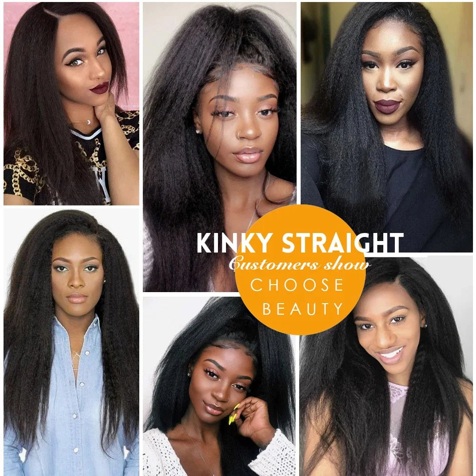 Kinky Straight 13x4 Lace Front Human Hair Wigs For Women