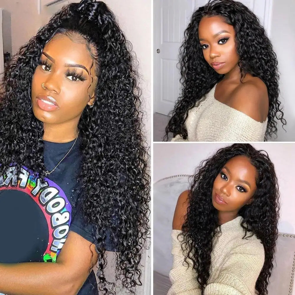 Women Long Curly Wig Soft Fluffy High Temperature Silk Hair Wig Natural African Curly Hair Extensions