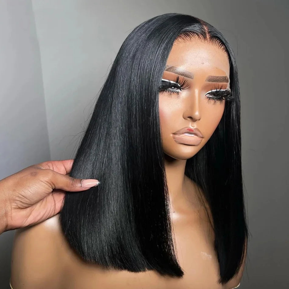 Human Hair Lace Front Wigs 13x4 Bob Brazilian Remy Hair Pre-plucked Lace Front Wigs 16 inch