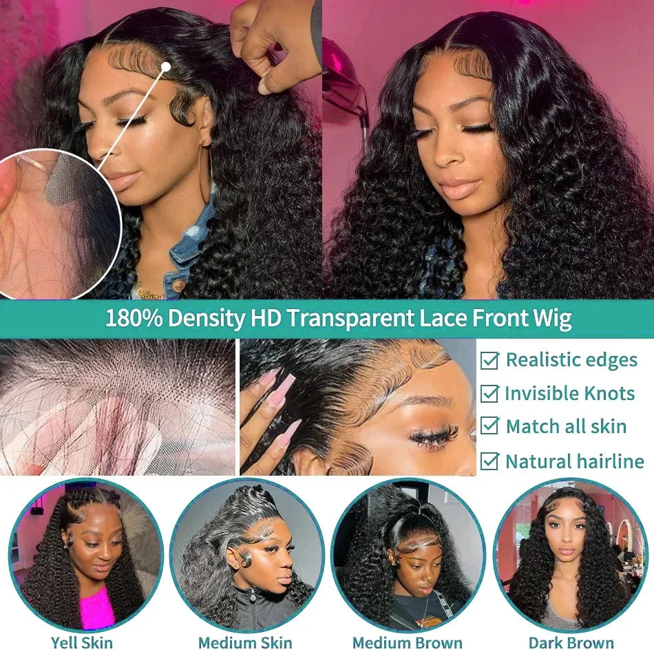 Lace Front Human Hair Wig 5x5 Glueless Closure Preplucked Curly Wigs