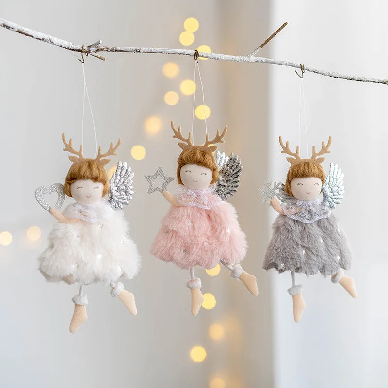 Lovely Girl Angel Santa Snowman Elk Dolls Pendant Xmas Tree Ornaments