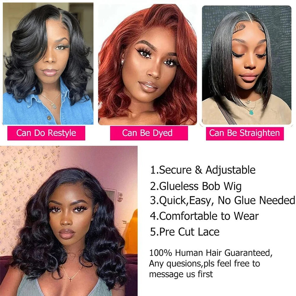 Body Wave Bob Wig Lace Front Human Hair Wigs HD Transparent Lace Frontal Wigs