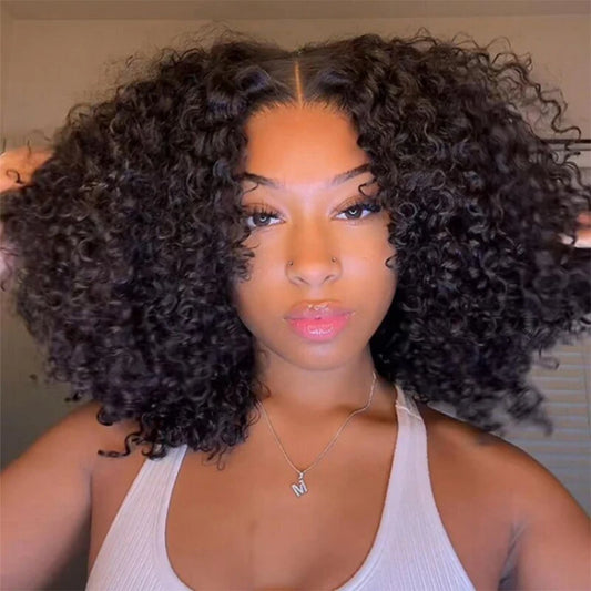 Glueless Wigs Short Bob Wigs Kiny Curly Lace Front Human Hair Wigs