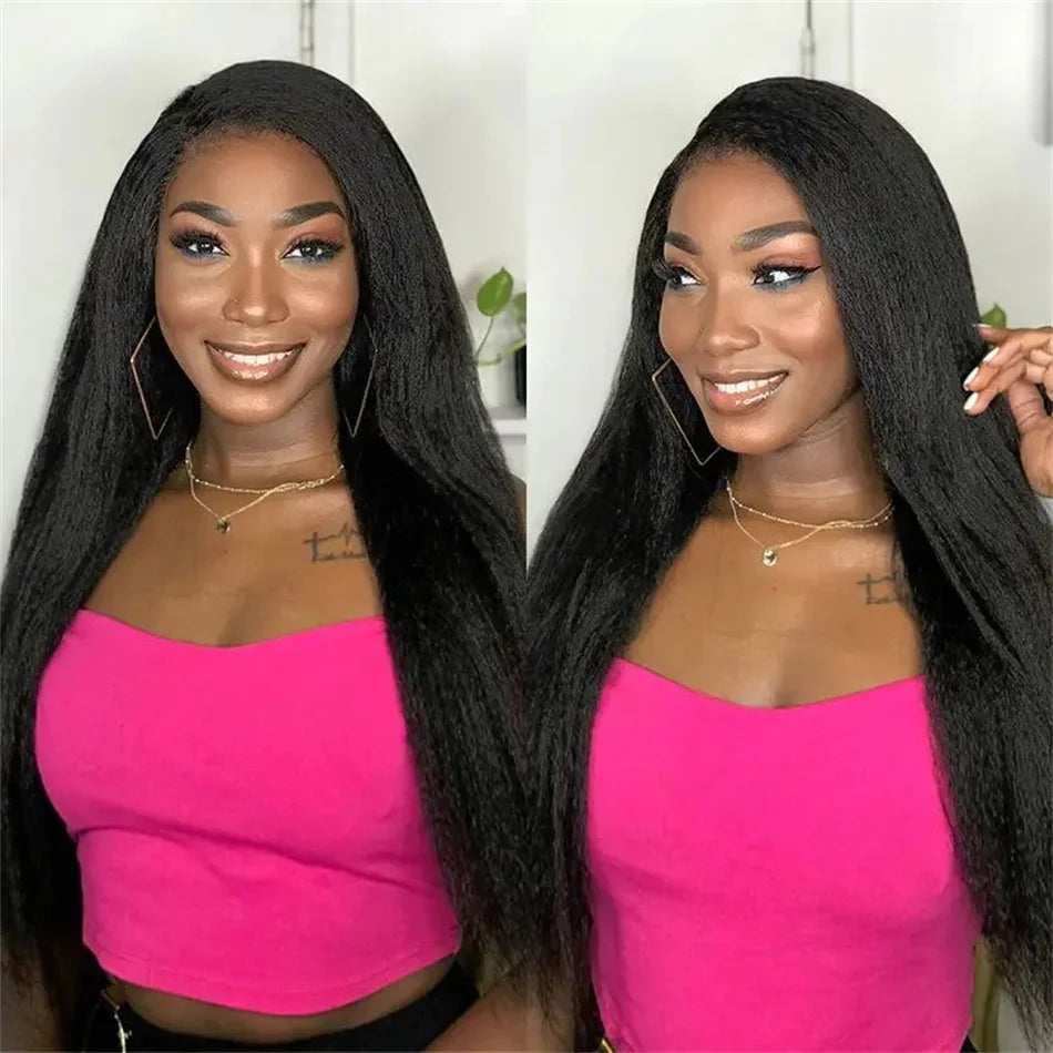 Kinky Straight 13x4 Lace Front Human Hair Wigs For Women