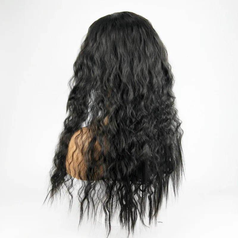 Women's long Ion Perm Wave Curly Hair Full head Wigs Synthetic black Hair Extension