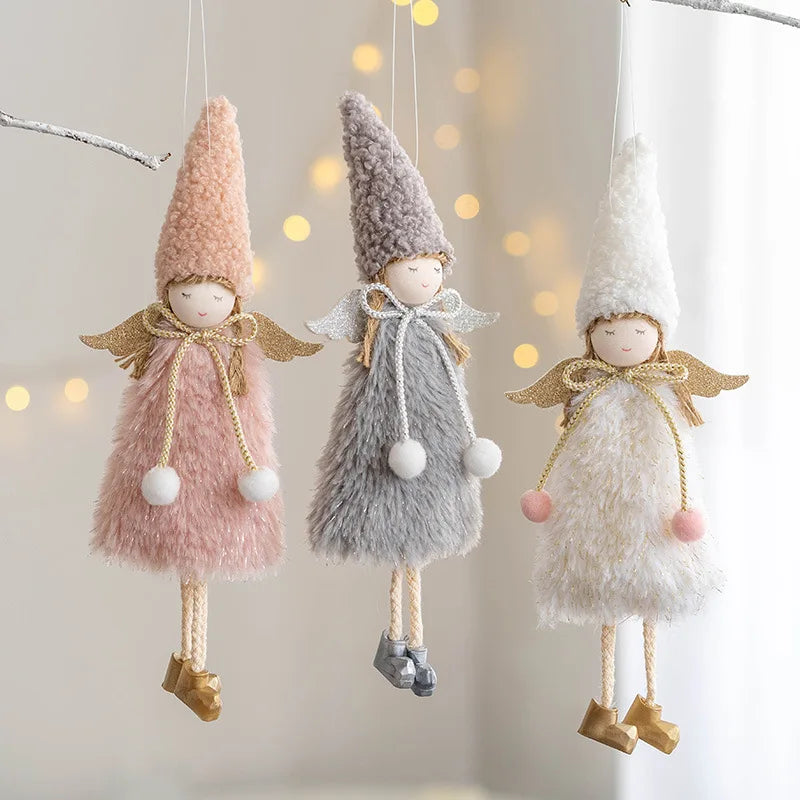 Lovely Girl Angel Santa Snowman Elk Dolls Pendant Xmas Tree Ornaments