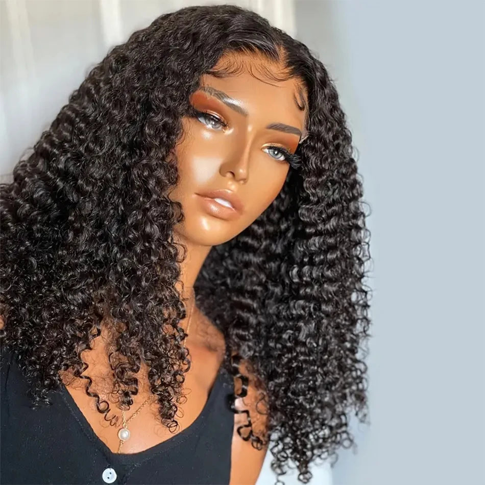 Glueless Wigs Short Bob Wigs Kiny Curly Lace Front Human Hair Wigs