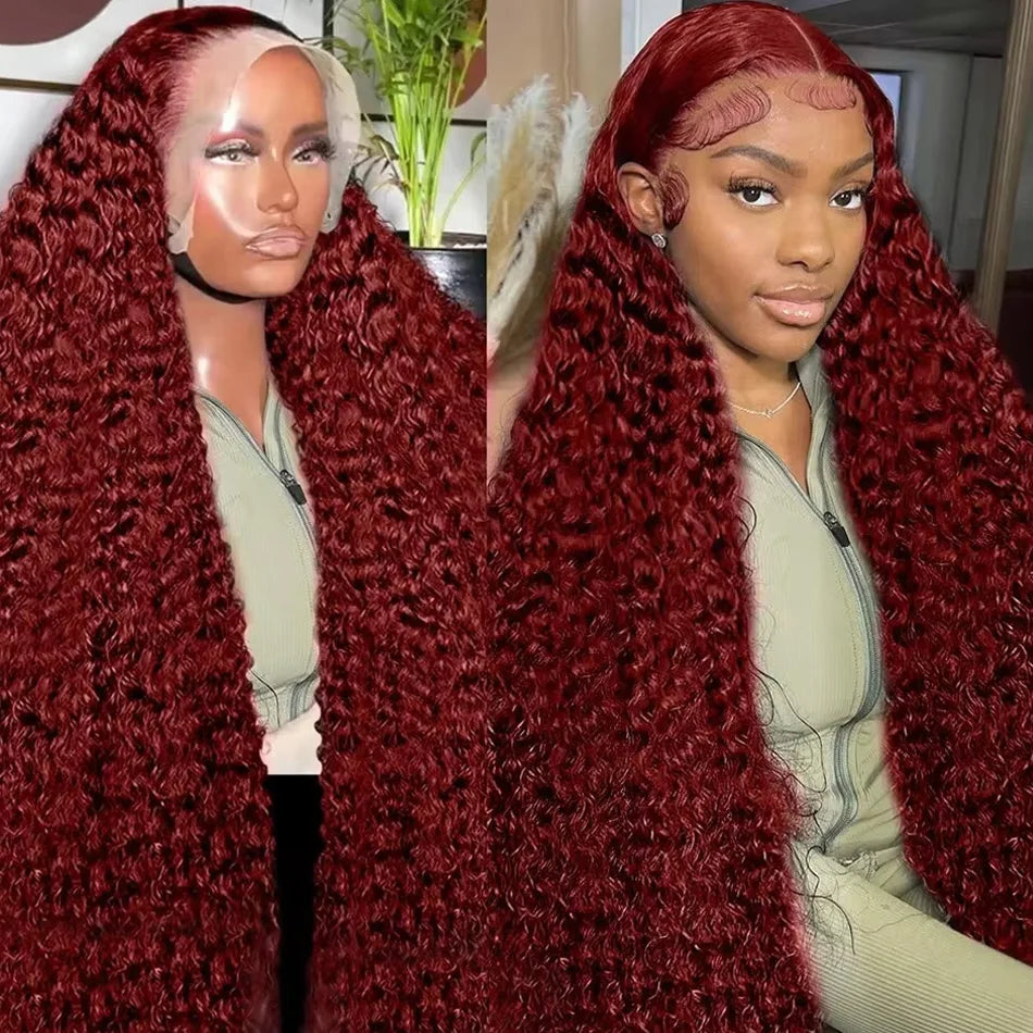 Burgundy Deep Wave 13x4 Lace Front Human Hair Wig