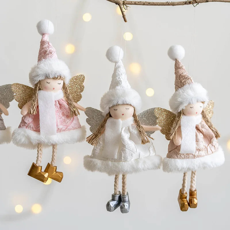 Lovely Girl Angel Santa Snowman Elk Dolls Pendant Xmas Tree Ornaments