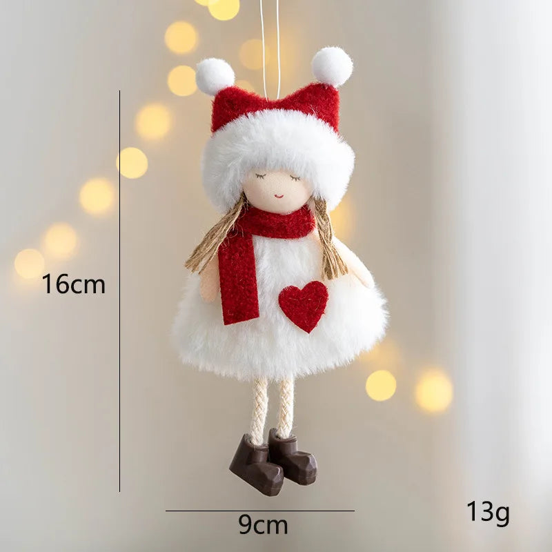 Lovely Girl Angel Santa Snowman Elk Dolls Pendant Xmas Tree Ornaments