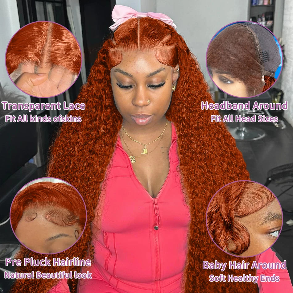 Lace Front Human Hair Wigs Colored 30 40 Inch Deep Wave 13x4 Frontal Wig For Women