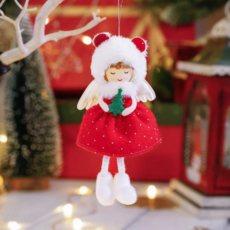 Lovely Girl Angel Santa Snowman Elk Dolls Pendant Xmas Tree Ornaments