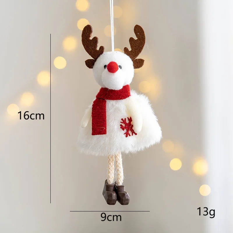 Lovely Girl Angel Santa Snowman Elk Dolls Pendant Xmas Tree Ornaments