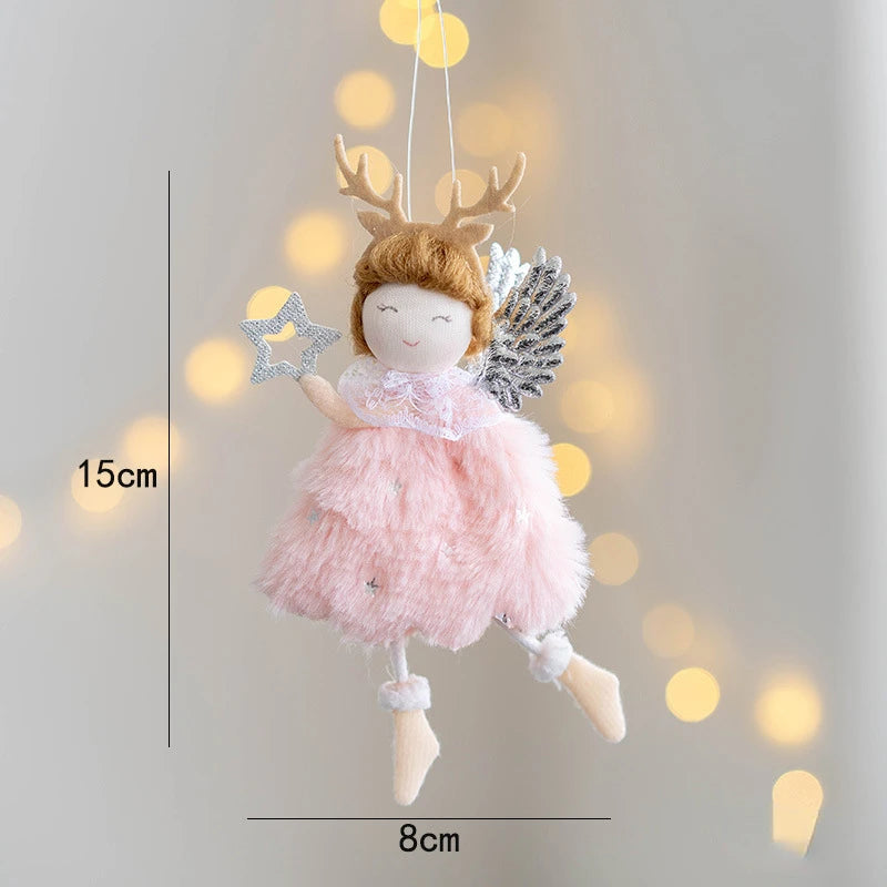 Lovely Girl Angel Santa Snowman Elk Dolls Pendant Xmas Tree Ornaments