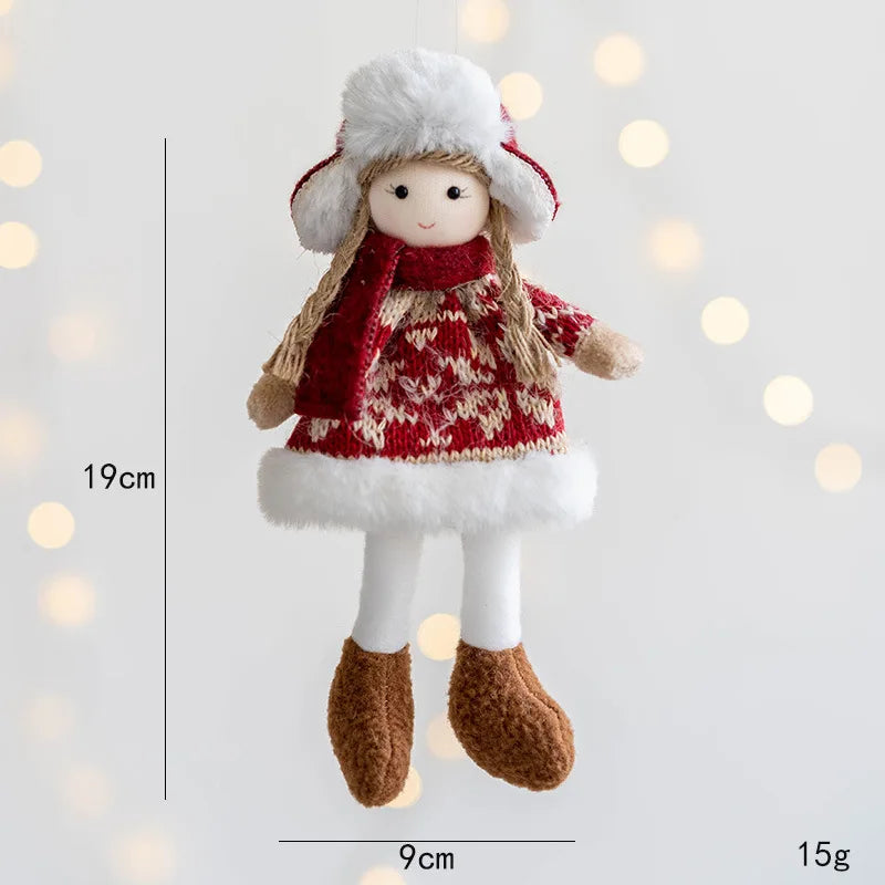 Lovely Girl Angel Santa Snowman Elk Dolls Pendant Xmas Tree Ornaments