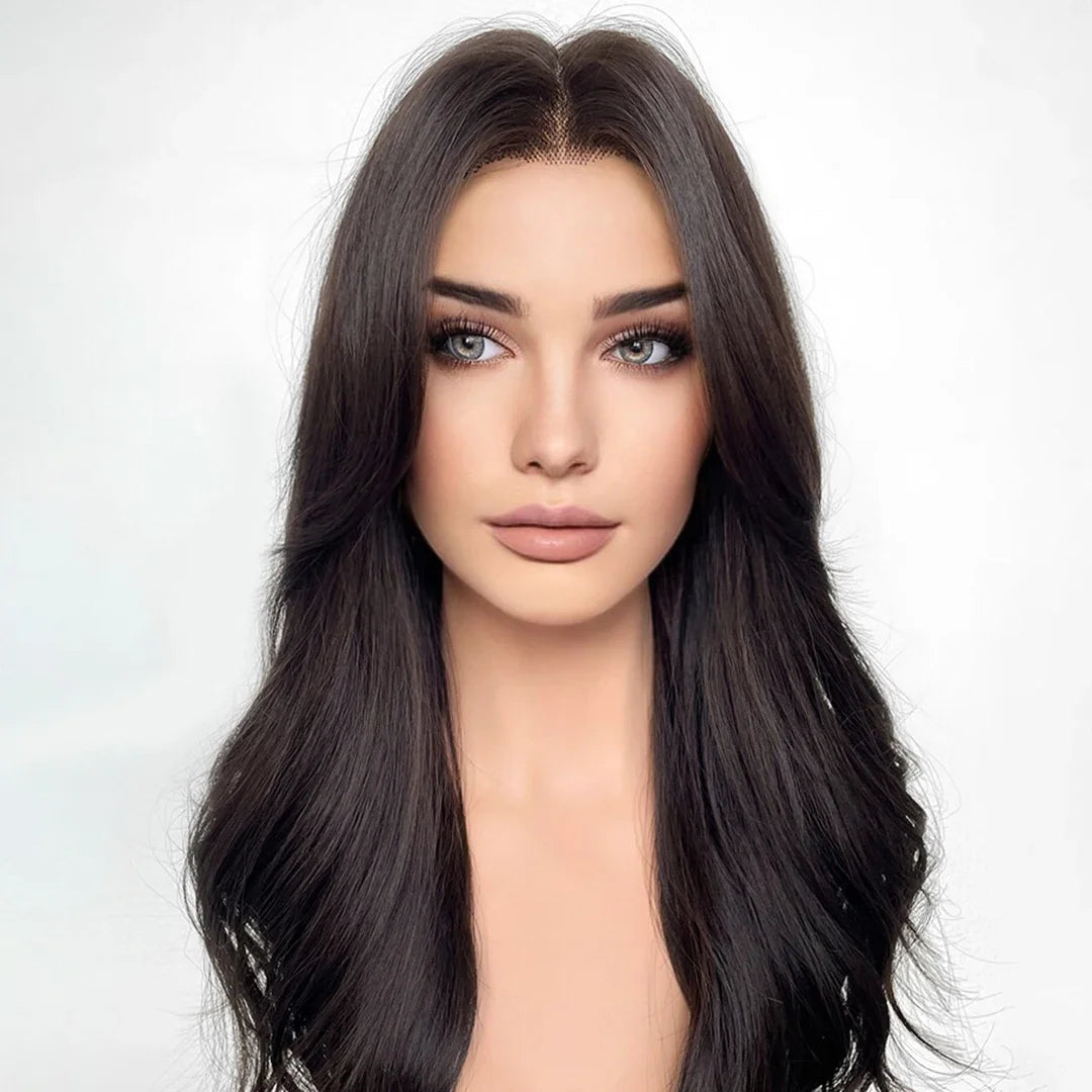 Black  Jewish Silk Base Straight Hair Wigs