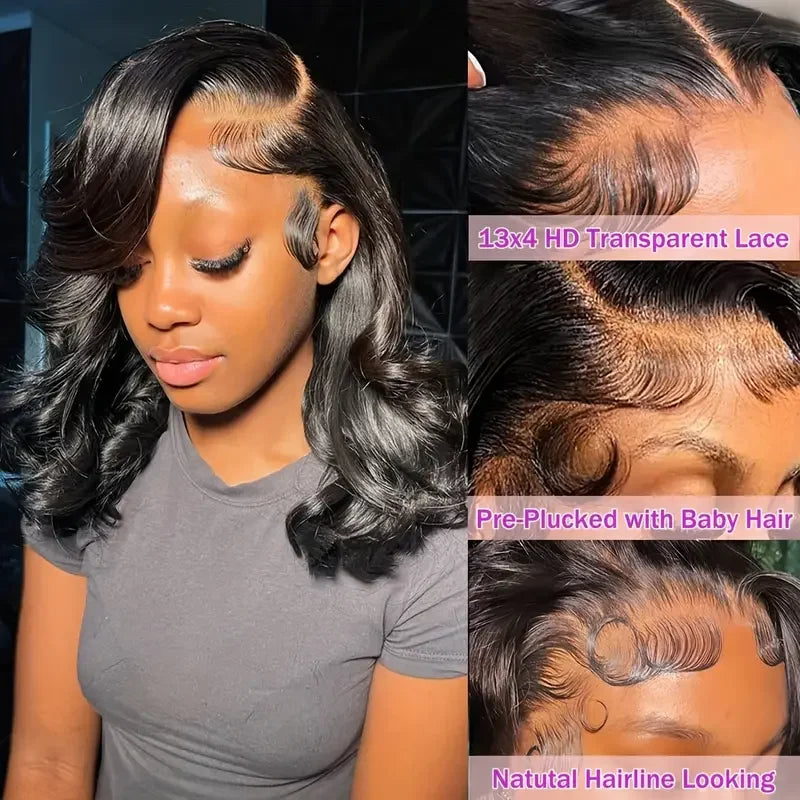 Body Wave Bob Wig Lace Front Human Hair Wigs HD Transparent Lace Frontal Wigs