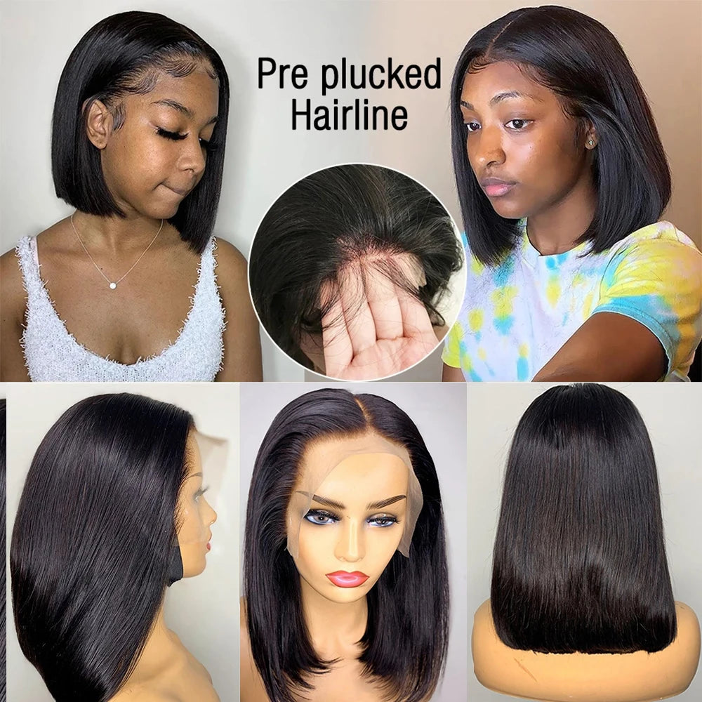 Lace Front Human Hair Wigs For Women Brazilian HD Transparent Lace Frontal Wig 180%