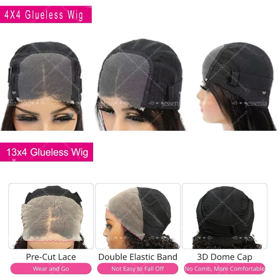 4X4 Glueless Wig Human Hair Ready To Wear Pre-Cut Lace