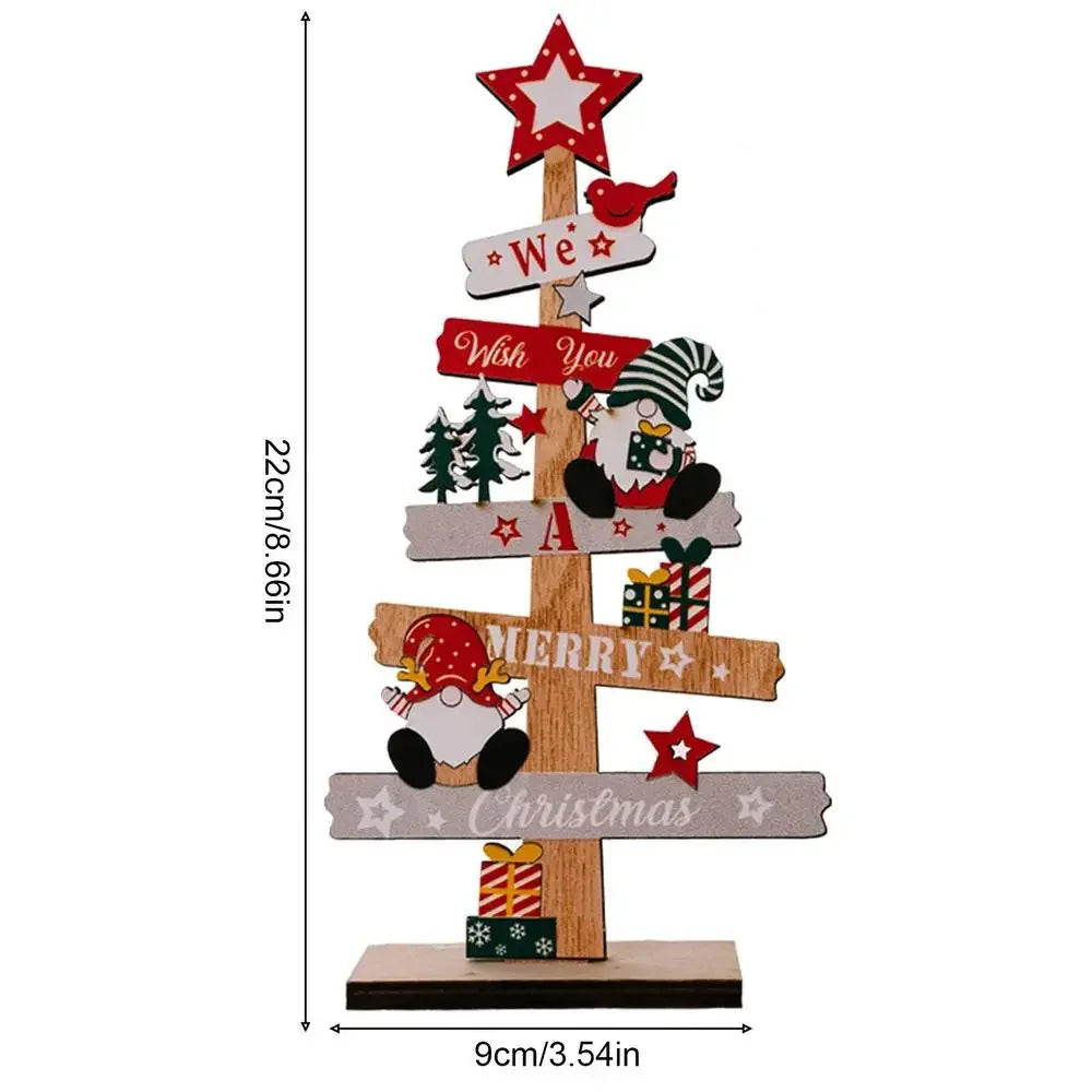 Desktop Christmas Tree Santa Claus DIY Decoration Wooden Christmas Signs Plaque Xmas Decoration