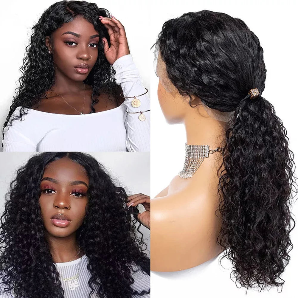 Women's long Ion Perm Wave Curly Hair Full head Wigs Synthetic black Hair Extension