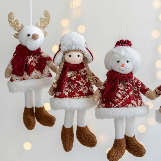 Lovely Girl Angel Santa Snowman Elk Dolls Pendant Xmas Tree Ornaments