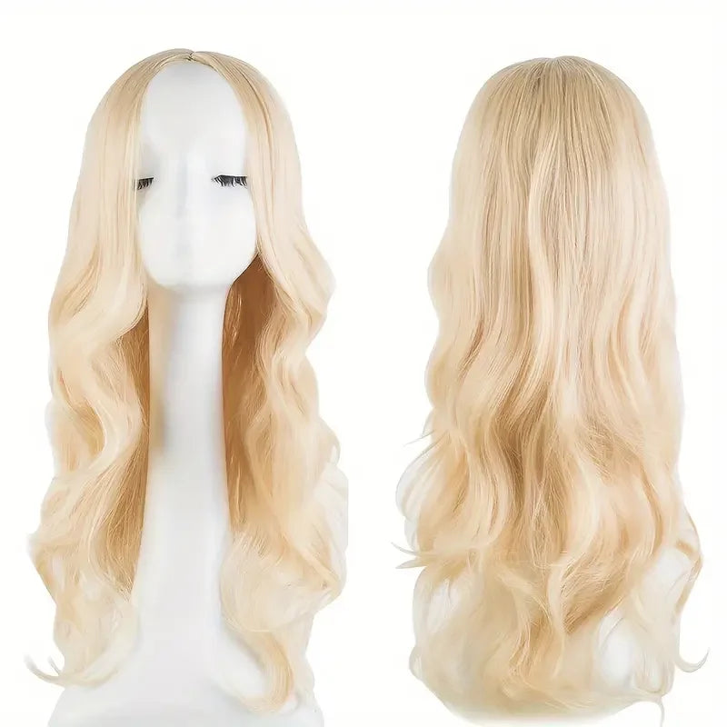 Women's Synthetic Black Blonde Long Curly Wig, 27 Inch Long Curly Wig,