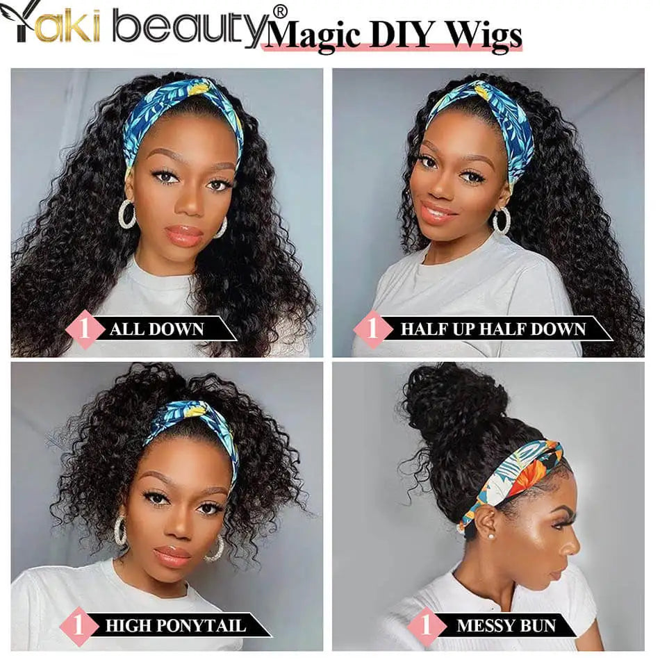 Long Kinky Curly Headband Wigs 28Inch Synthetic Ice Headband Wig